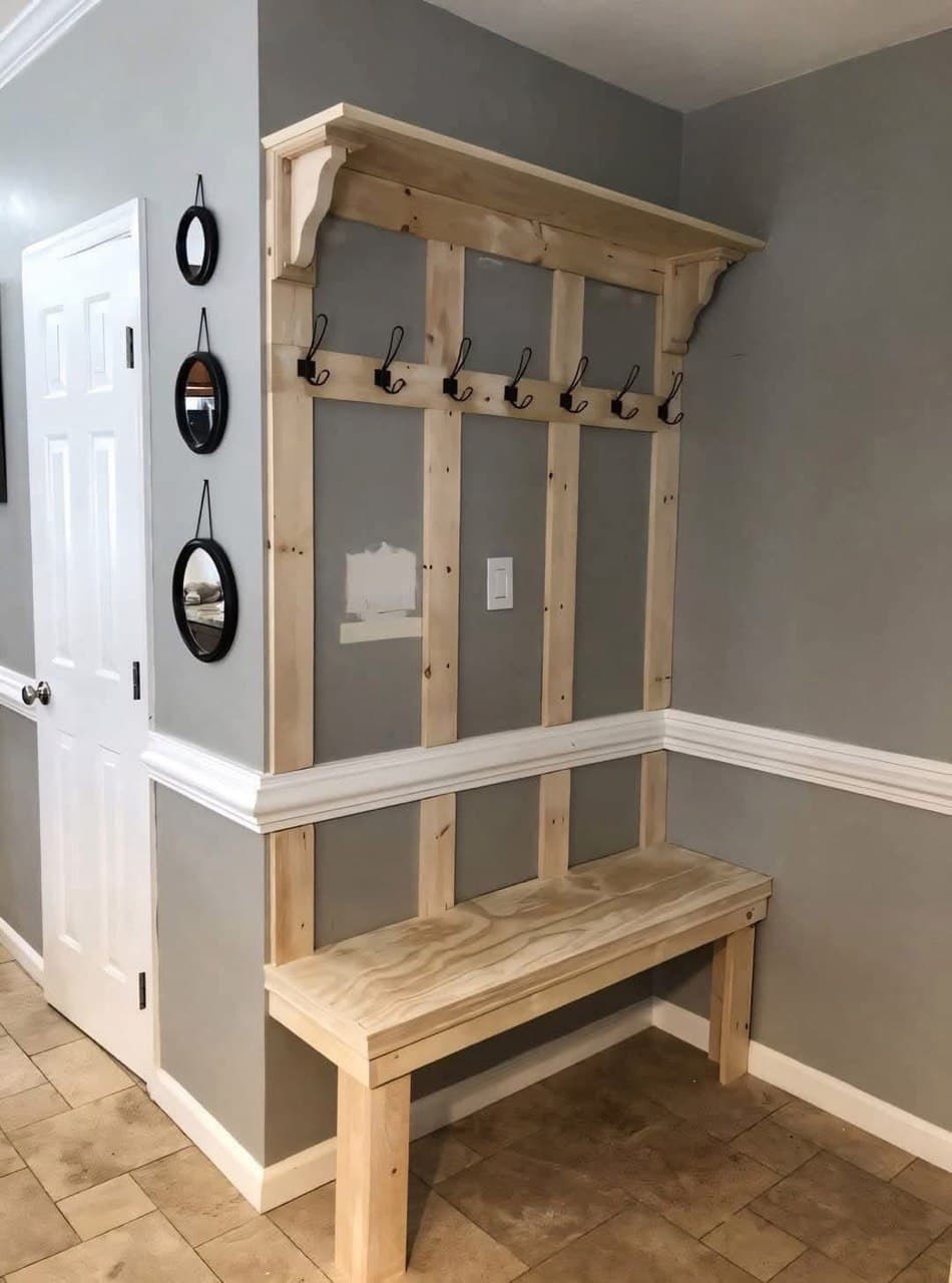 Entryway shoe storage with Bench in Knoxville, TN by Rahimi Custom Construction