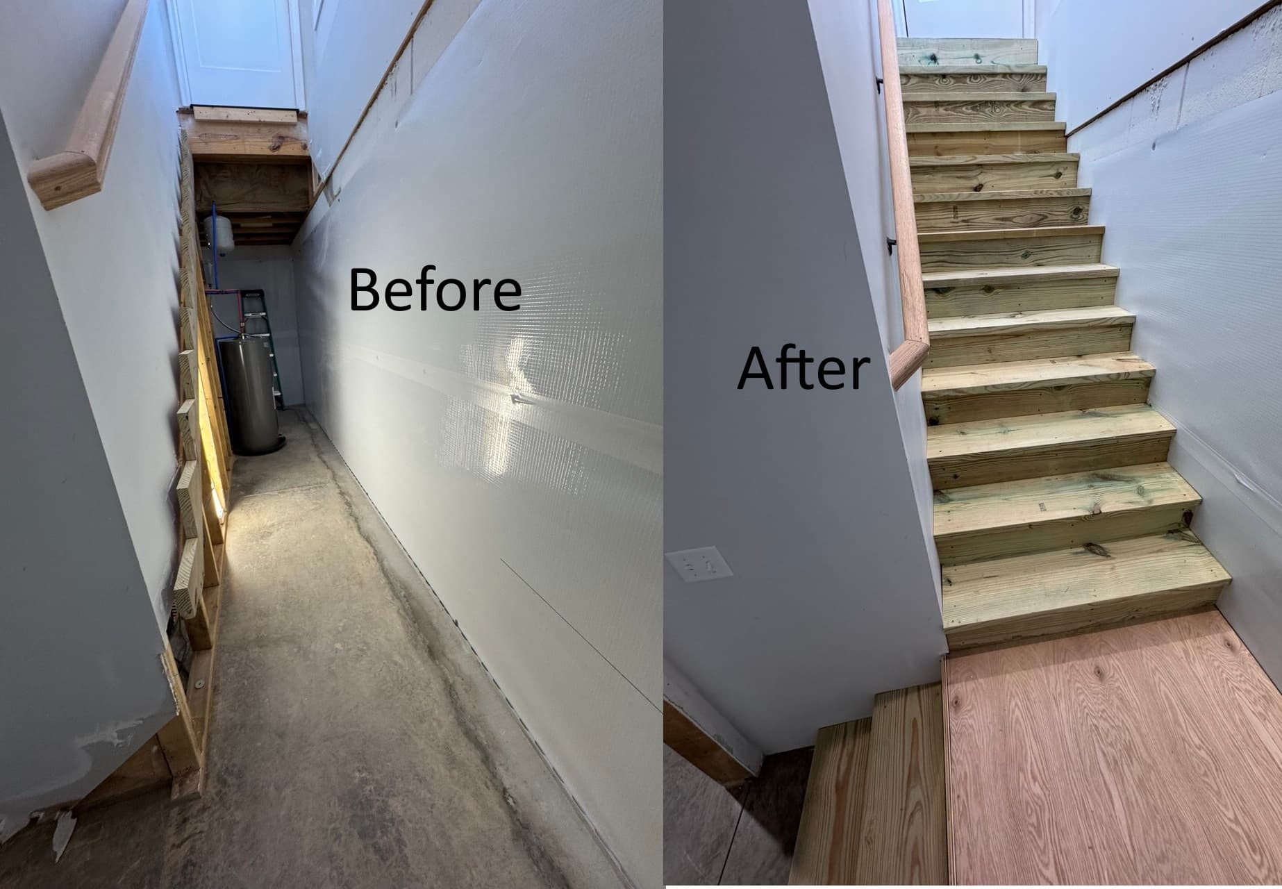Pressure-treated basement stairs for basement remodeling and basement finishing in Knoxville, TN