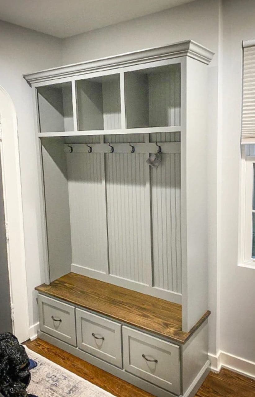 Entryway bench with hooks, cubbies, and drawer storage, Knoxville TN