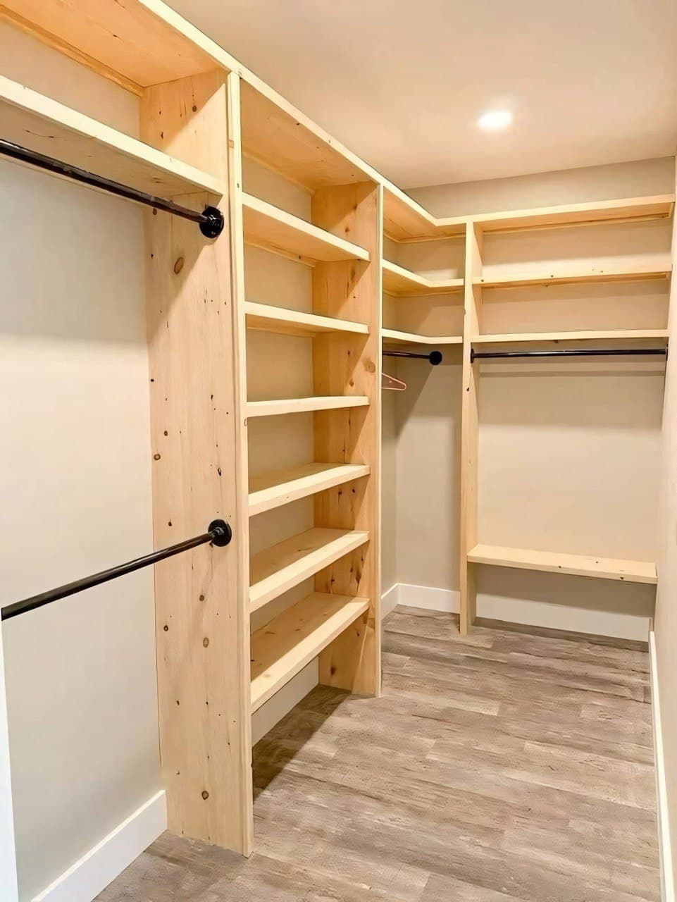 Walk-in closet shelving sized to the room, Knoxville TN